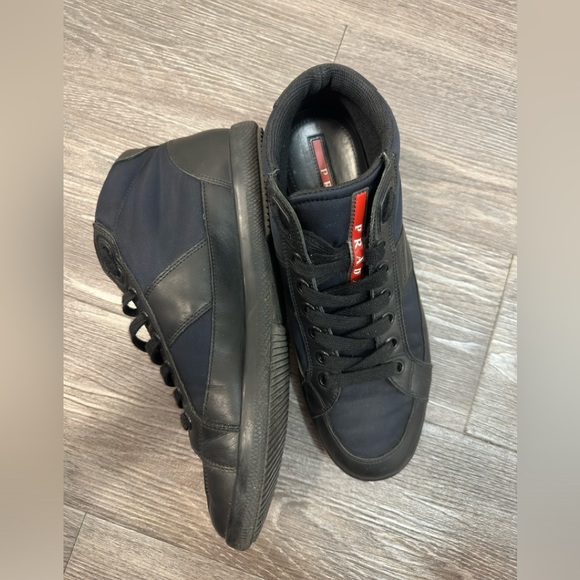 PRADA high top sneakers 7 1/2 Blue - Picture 3 of 7